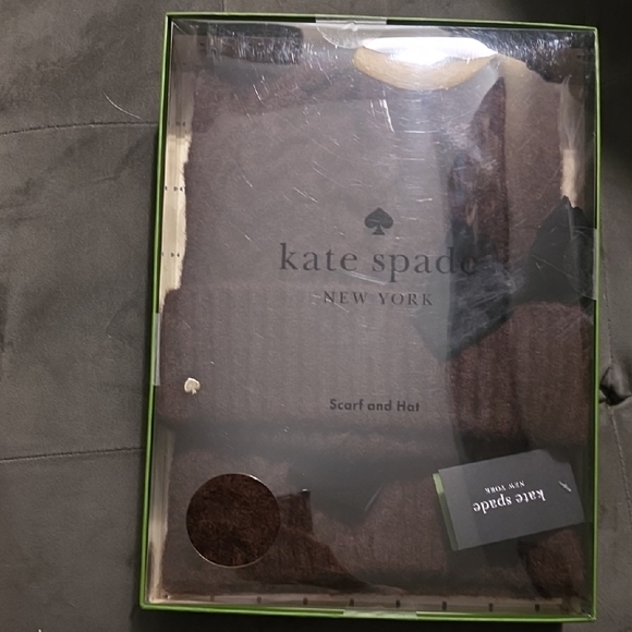 kate spade Accessories - NWT Kate Spade Chocolate Brown Scarf and Hat Set